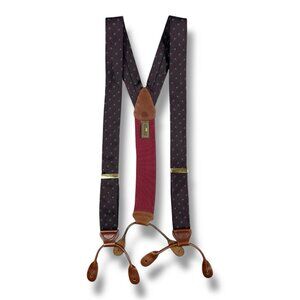 Trafalgar Woven Green Red Multi Jacquard Deco Geometric Satin Suspenders Braces